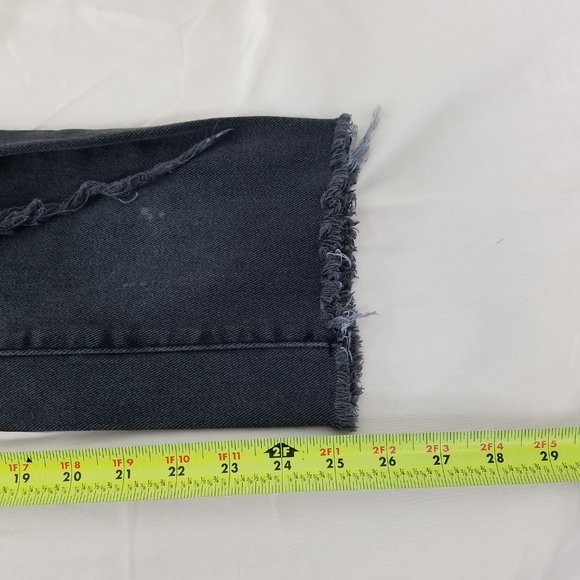 Pacsun Jeans Womens 25 High‎ Rise Black Denim Straight Destroyed Charcoal Wash - Picture 11 of 16